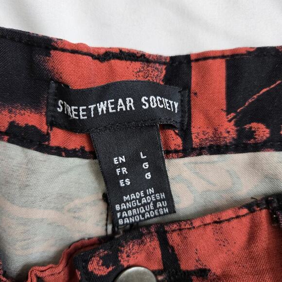 Streetwear Society Joggers Womens L Cargo Pants Love Graphic Graffiti Y2K Skater - Picture 6 of 12